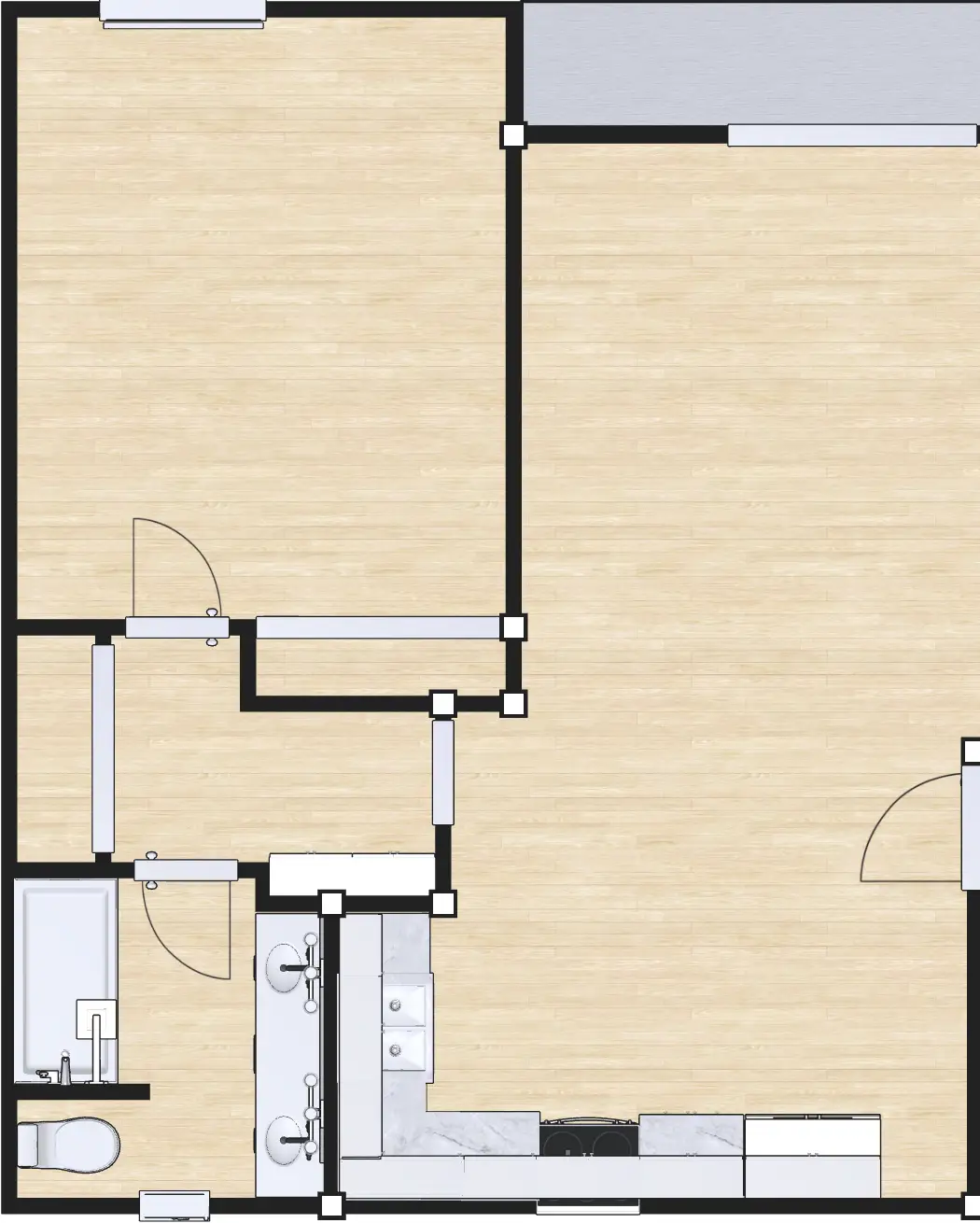 3D floor plan of Renovated One Bedroom One Bath, a 1 bed, 1 bath apartment