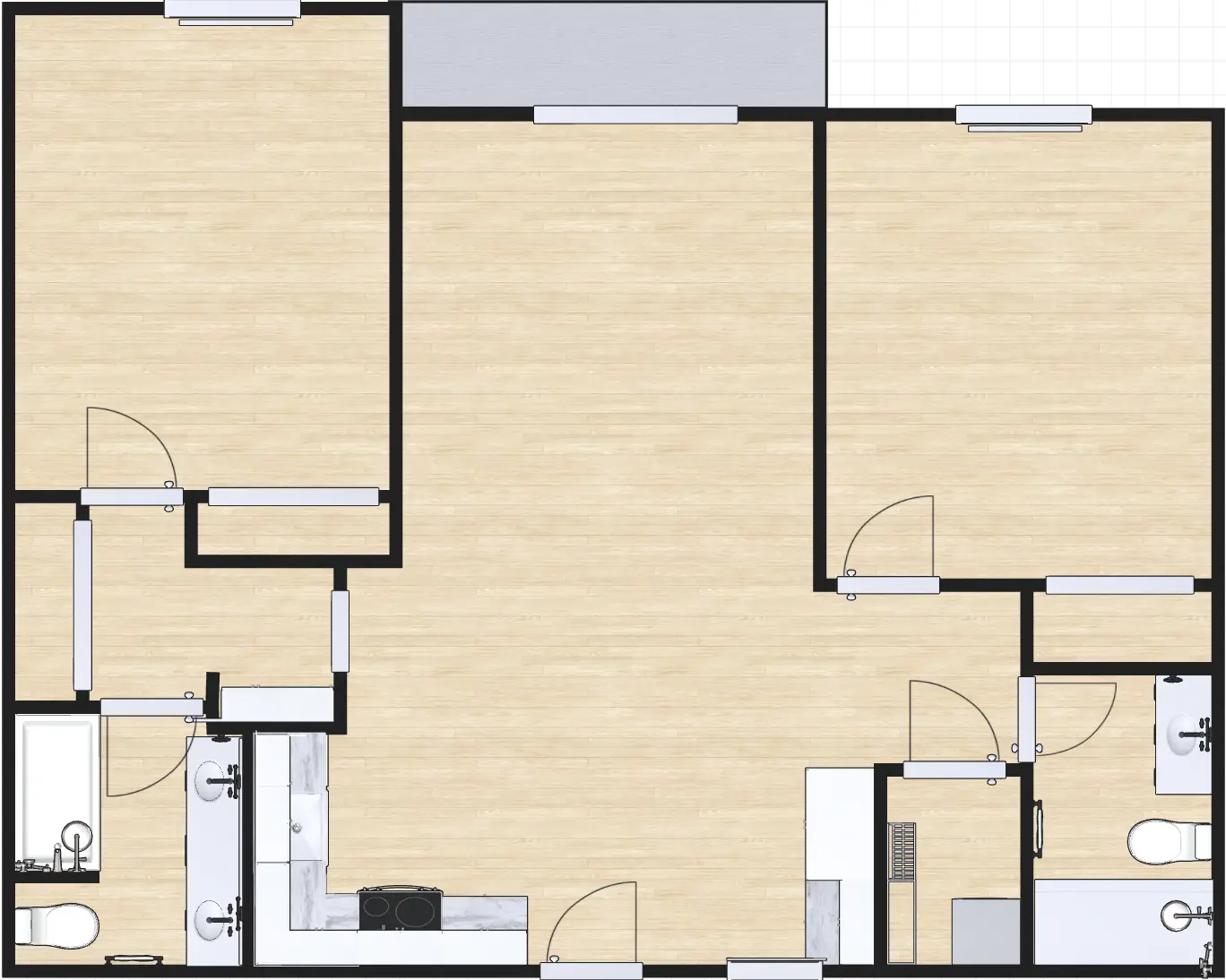 3D floor plan of Renovated Two Bedroom Two Bath, a 2 bed, 2 bath apartment