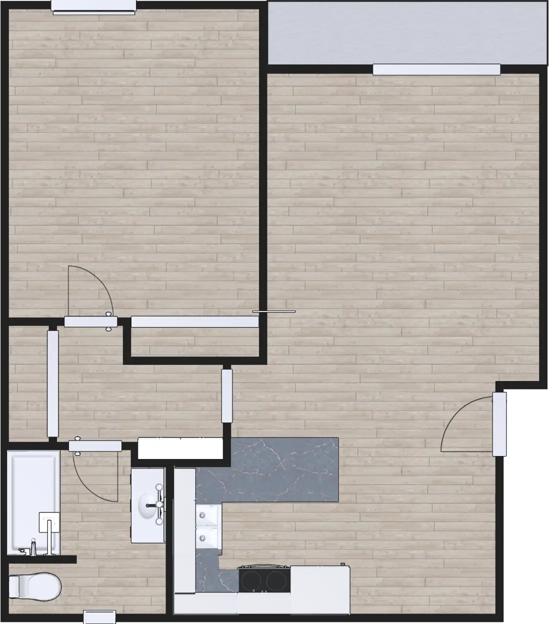 3D floor plan of Classic One Bedroom One bath, a 1 bed, 1 bath apartment