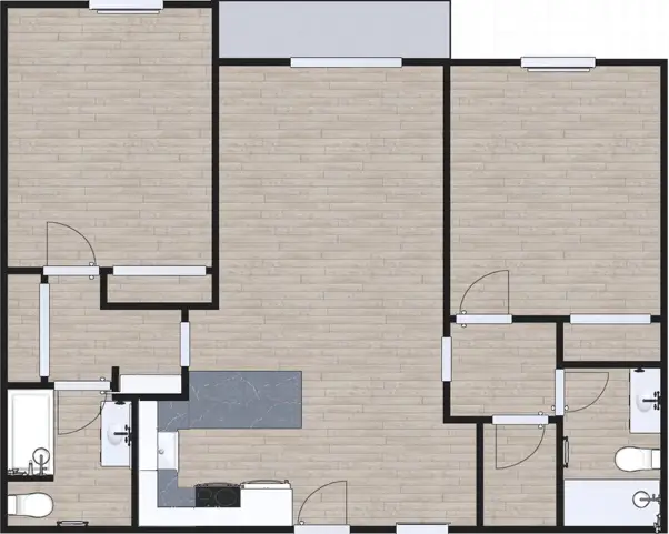 3D floor plan of Classic Two Bedroom Two Bath, a 2 bed, 2 bath apartment