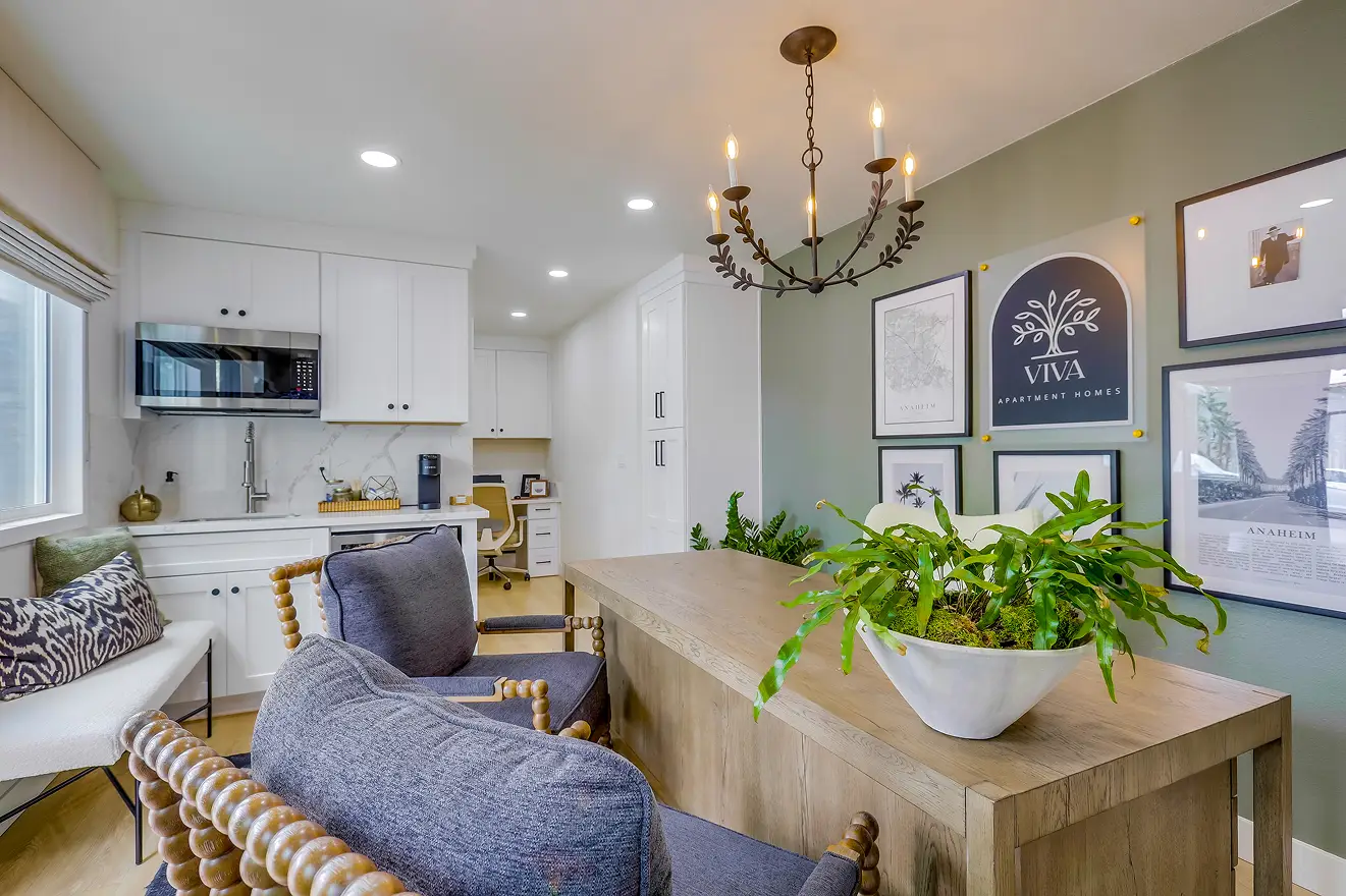 Gallery of model units and common areas at VIVA Apartment Homes, Anaheim, CA.